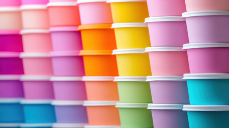 A wall of colorful plastic containers stacked on top of each other, AIの素材