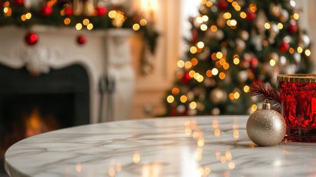 A close up of a christmas tree and some decorations on the table, AIの素材