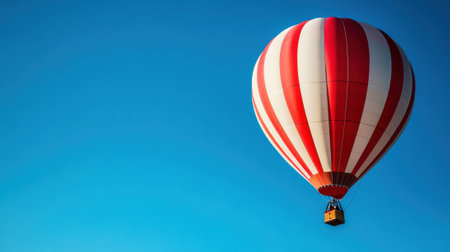 A red and white hot air balloon flying in the sky, AIの素材