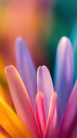 A close up of a colorful flower with many petals, AIの素材