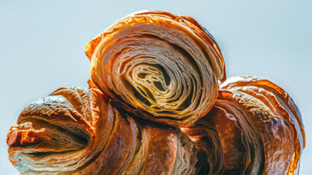 A close up of a bunch of food that is stacked on top, AIの素材
