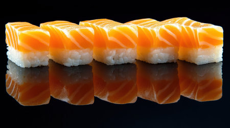 A group of sushi pieces are arranged in a row, AIの素材