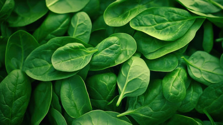 A close up of a bunch of green leaves on the ground, AIの素材