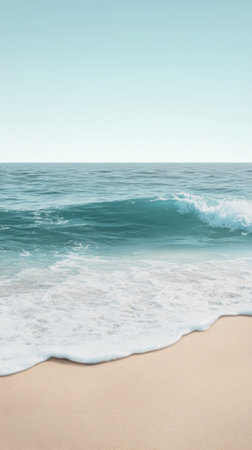 A person is walking on the beach with a surfboard, AIの素材