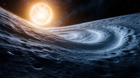 A close up of a star in the sky over an ocean, AIの素材