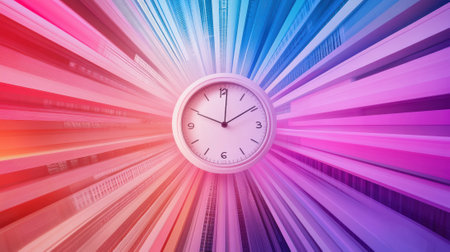 A clock on a colorful background with the words "time is now", AIの素材