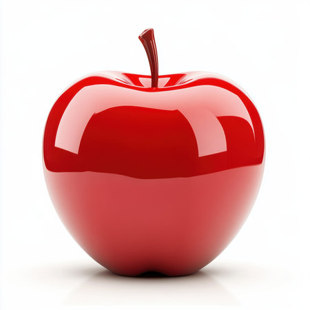 A red apple on a white background with no other objects, AIの素材