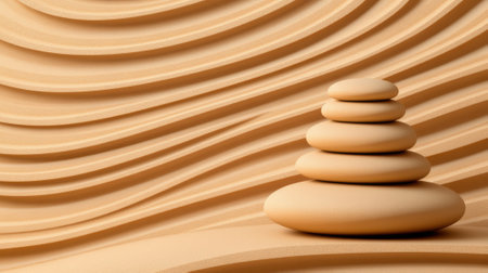 A stack of rocks on top of a sand dune, AIの素材