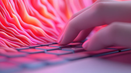 A close up of a person typing on their computer keyboard, AIの素材