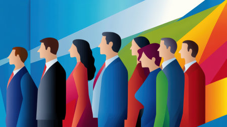 A group of people in business attire standing next to each other, AIの素材