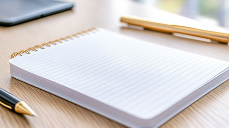 A close up of a notepad and pen on top of a desk, AIの素材