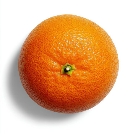 An orange is shown on a white background with no other objects, AIの素材