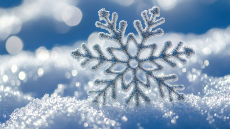 A snowflake is sitting on top of a pile of white powder, AIの素材