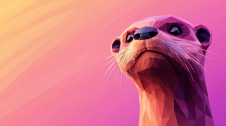 A low poly otter with a colorful background, AIの素材
