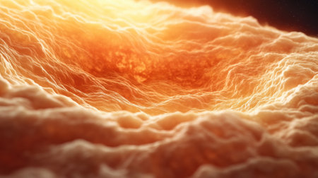 A close up of a large orange object with some yellow in it, AIの素材