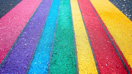 A rainbow colored line painted on the ground with a few drops of rain, AIの素材