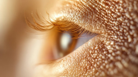 A close up of a brown and white eye, AIの素材