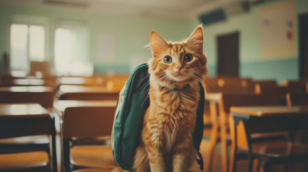 A cat sitting on a chair with its back to the camera, AIの素材