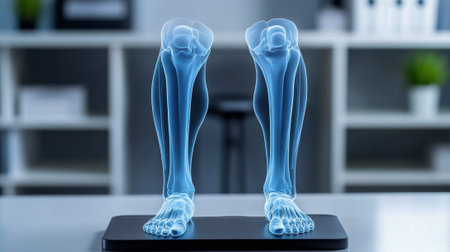 A computer generated image of a human leg with bones, AIの素材