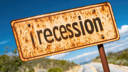 A rusty sign on a road with mountains in the background, AIの素材