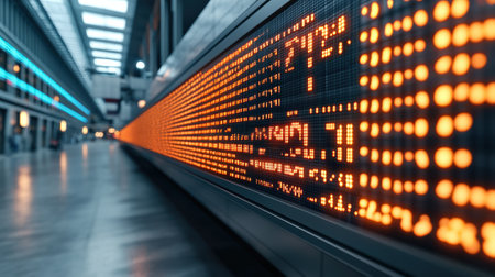 A large electronic sign with a lot of numbers on it, AIの素材