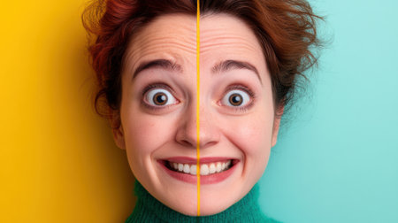 A woman with a smile on her face and one without, AIの素材