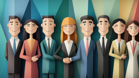 A group of paper cut people standing next to each other, AIの素材