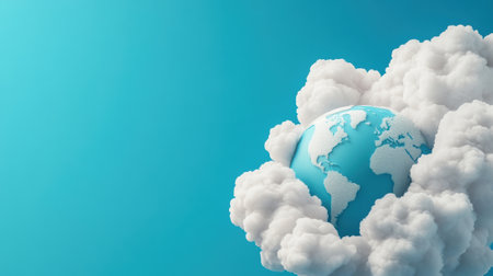 A blue and white cloud with a globe in it, AIの素材