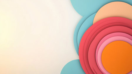 A colorful paper cut out of circles and squares on a white background, AIの素材