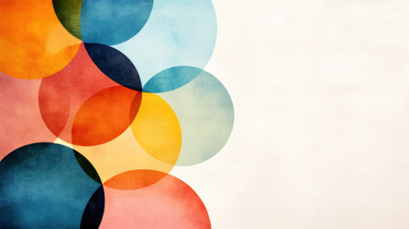 A colorful circles are shown on a white background, AIの素材