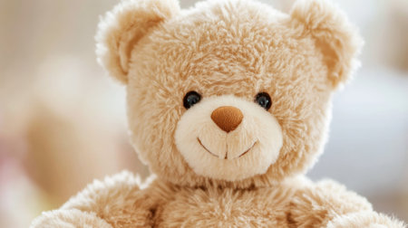 A close up of a teddy bear sitting on the floor, AIの素材