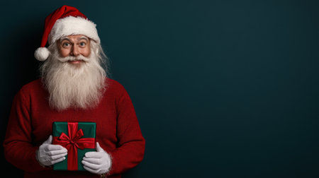 A santa claus holding a gift box in his hands, AIの素材