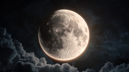 A full moon is seen in the sky with clouds, AIの素材