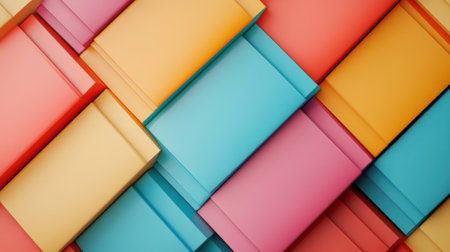 A colorful pattern of paper boxes arranged in a geometric shape, AIの素材