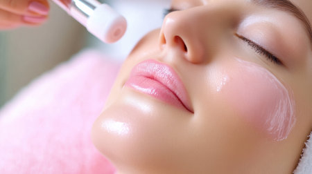 A woman getting a facial with some sort of cream on her face, AIの素材