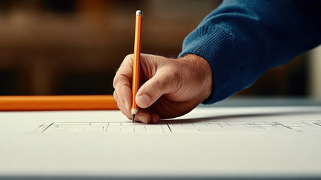A person holding a pencil and drawing on paper with another, AIの素材