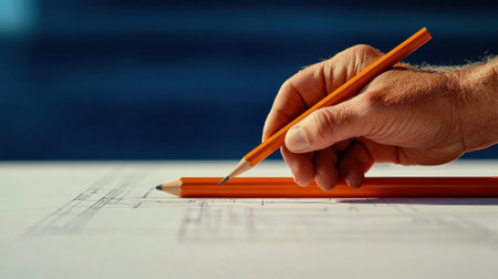 A person holding a pencil and drawing on paper with another, AIの素材