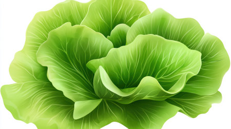 A close up of a green leafy vegetable on white background, AIの素材