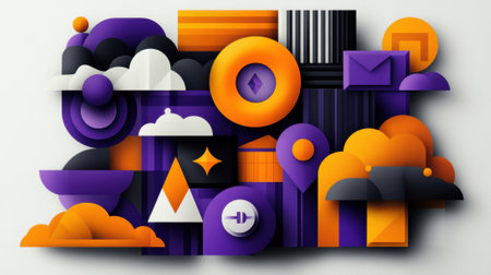 A group of a bunch of different colored shapes and objects, AIの素材