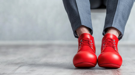 A person wearing red shoes sitting on a chair, AIの素材