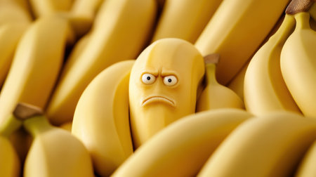 A bunch of bananas with a face in the middle, AIの素材
