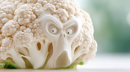 A close up of a head made out of cauliflower, AIの素材