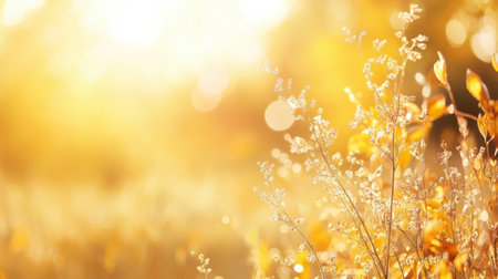 A close up of a field with some yellow flowers, AIの素材