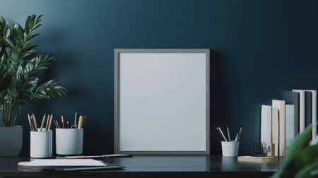 A picture of a desk with plants and other items on it, AIの素材