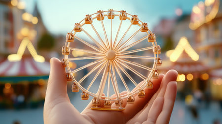 A person holding a ferris wheel in their hand, AIの素材