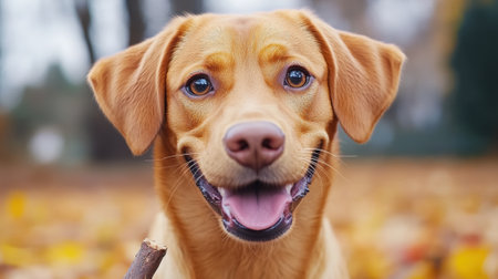 A close up of a brown dog with its tongue out, AIの素材