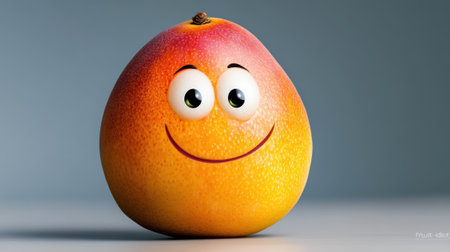 A mango with a smiley face on its surface, AIの素材