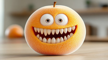An orange with a smiley face on its surface, AIの素材
