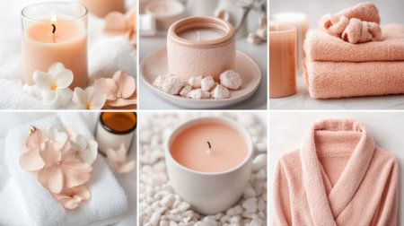 A collage of a series of pictures showing various items in pink, AIの素材