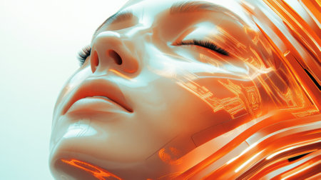 A close up of a womans face with her eyes closed, AIの素材